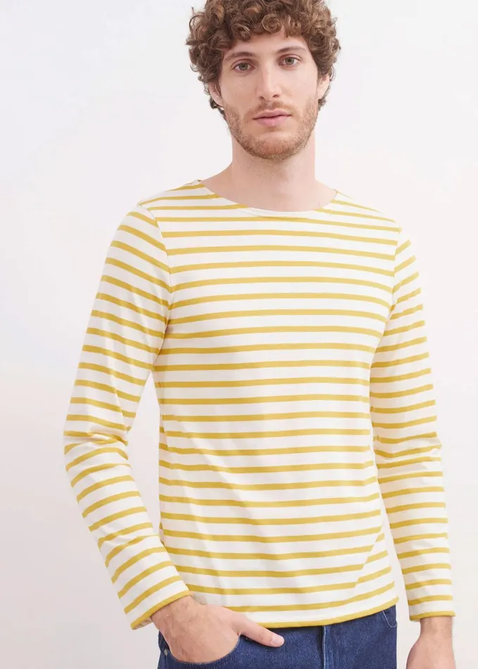 Minquiers Modern Authentic Breton Stripe Shirt Soft Cotton Ivoryamber Women Saint James Breton Striped Shirts
