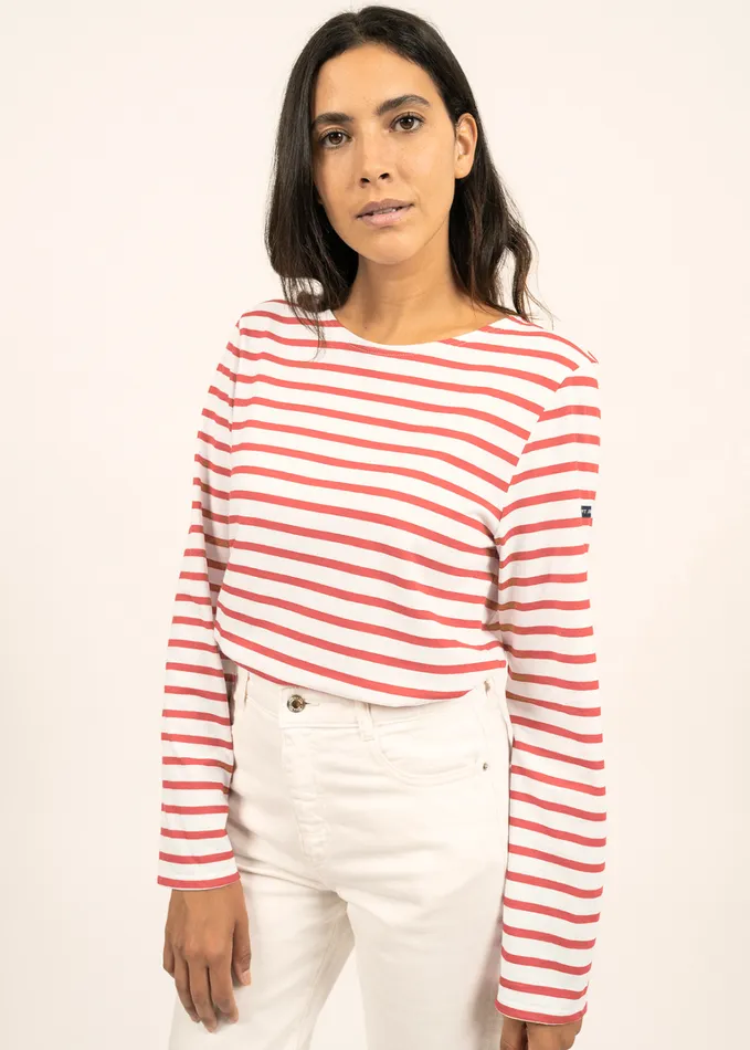Minquiers Modern Authentic Breton Stripe Shirt Soft Cotton Ivorypink Men Saint James Aw24 Minquiers Modern Authentic Breton Stripe Shirt Soft Cotton Ivorypink Men Saint James Aw24