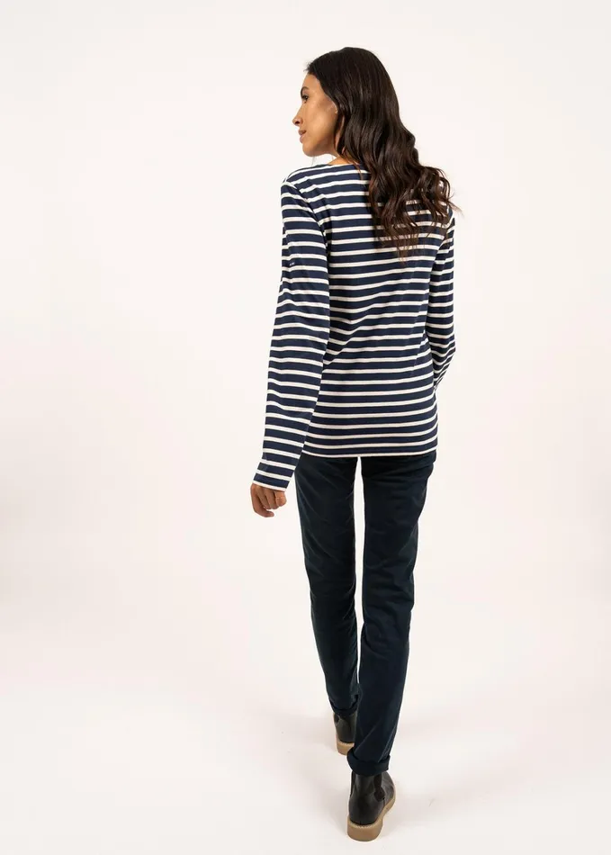 Minquiers Modern Authentic Breton Stripe Shirt Soft Cotton Navyecru Women Saint James Breton Striped Shirts
