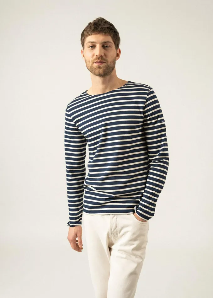 Minquiers Modern Authentic Breton Stripe Shirt Soft Cotton Navyecru Women Saint James Breton Striped Shirts