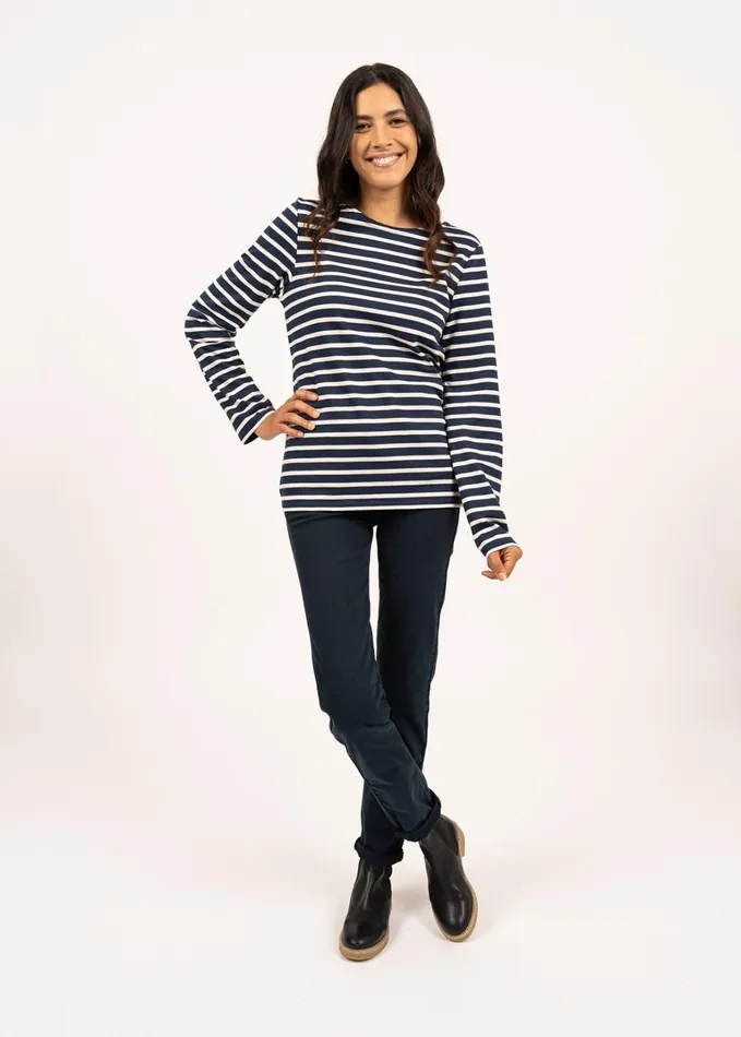 Minquiers Modern Authentic Breton Stripe Shirt Soft Cotton Navyecru Women Saint James Breton Striped Shirts
