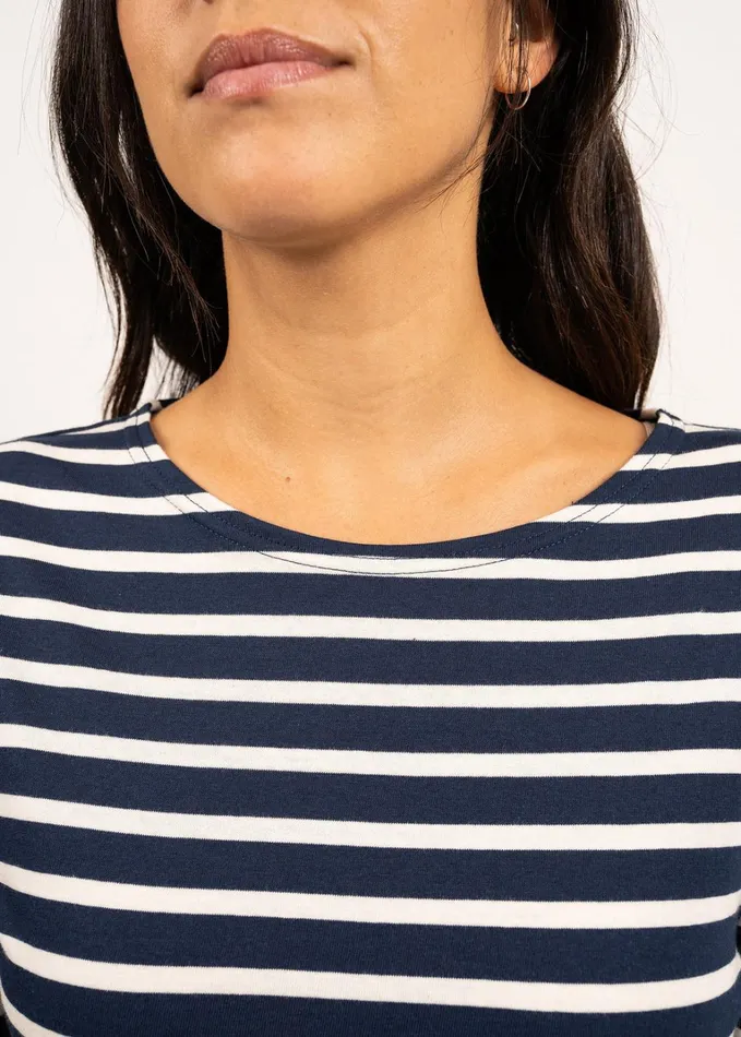 Minquiers Modern Authentic Breton Stripe Shirt Soft Cotton Navyecru Women Saint James Breton Striped Shirts
