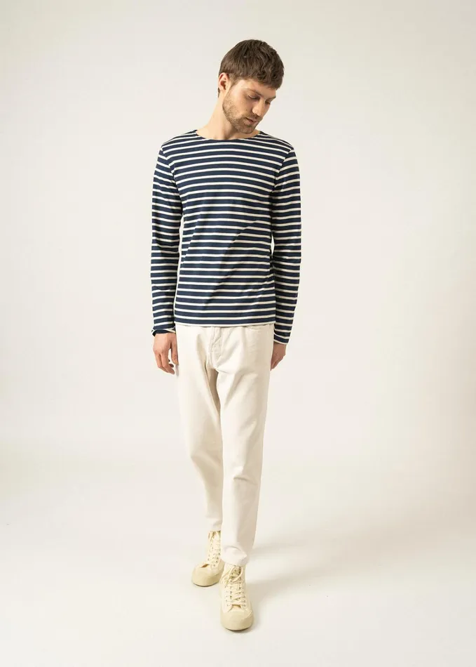 Minquiers Modern Authentic Breton Stripe Shirt Soft Cotton Navyecru Women Saint James Breton Striped Shirts