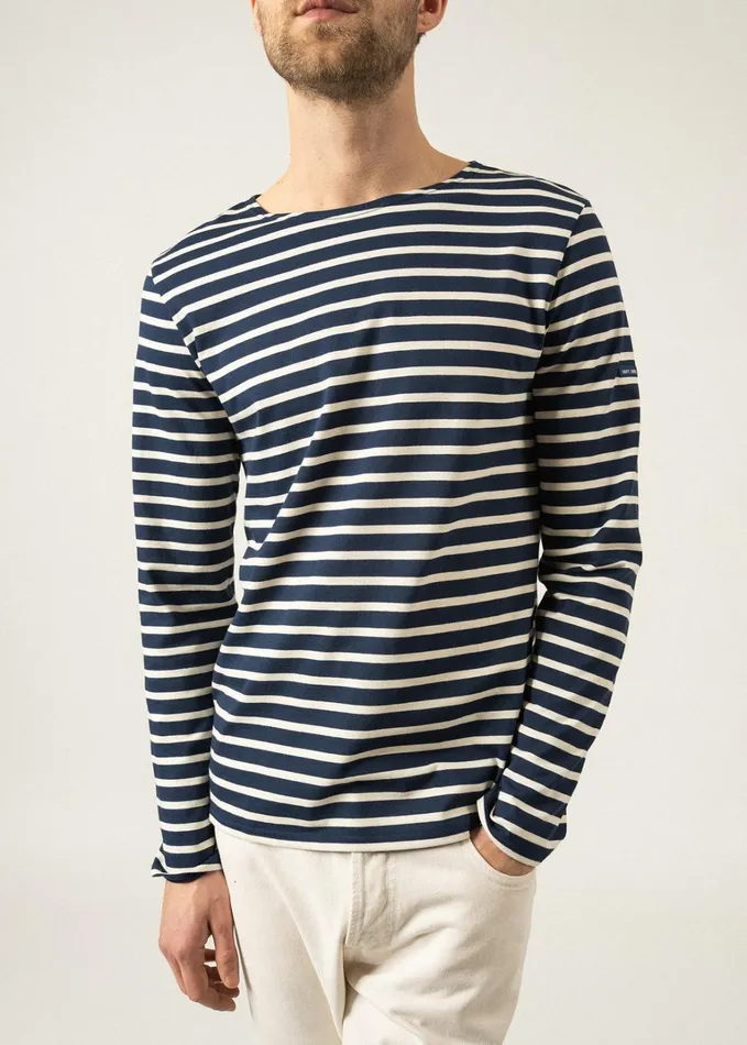 Minquiers Modern Authentic Breton Stripe Shirt Soft Cotton Navyecru Women Saint James Breton Striped Shirts