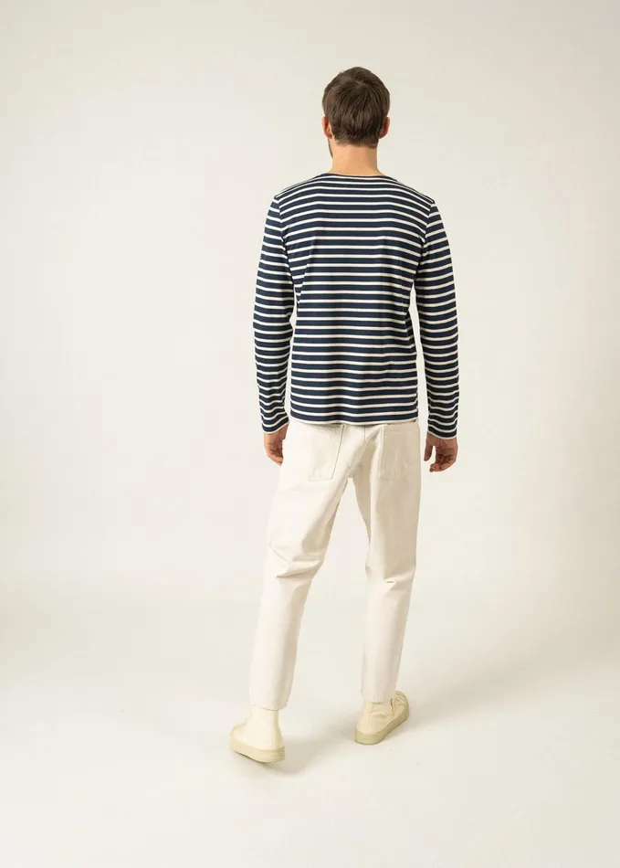 Minquiers Modern Authentic Breton Stripe Shirt Soft Cotton Navyecru Women Saint James Breton Striped Shirts