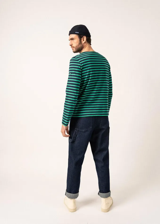 Minquiers Modern Authentic Breton Stripe Shirt Soft Cotton Navykellygreen Men Saint James Aw24