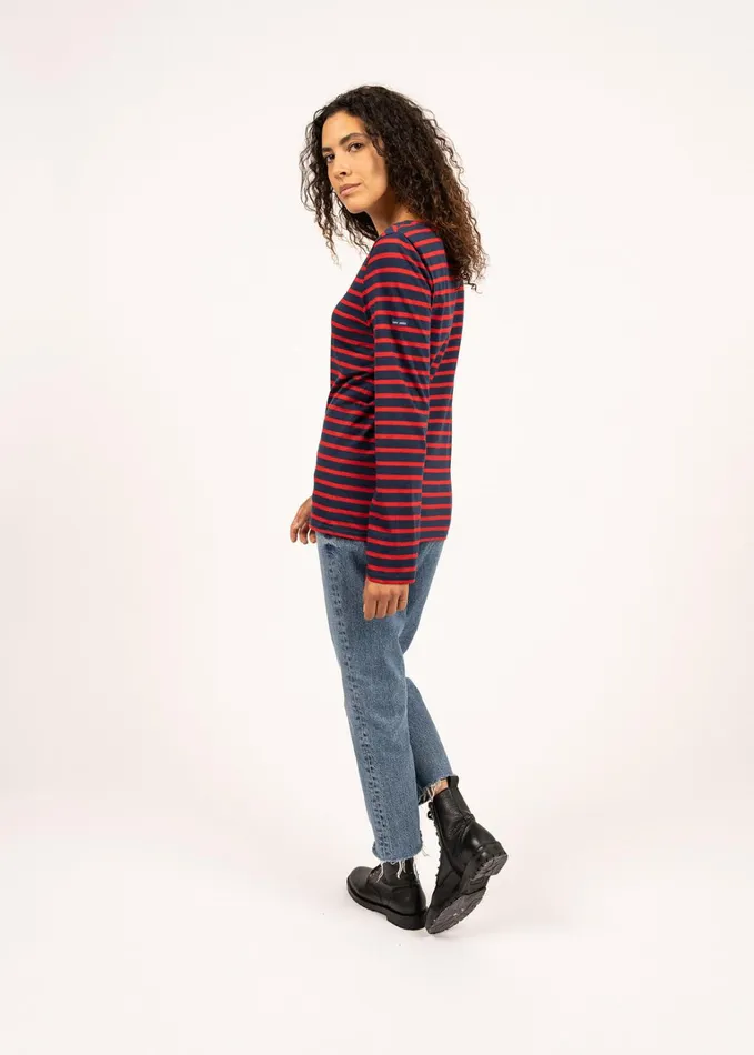 Minquiers Modern Authentic Breton Stripe Shirt Soft Cotton Navyred Women Saint James Breton Striped Shirts