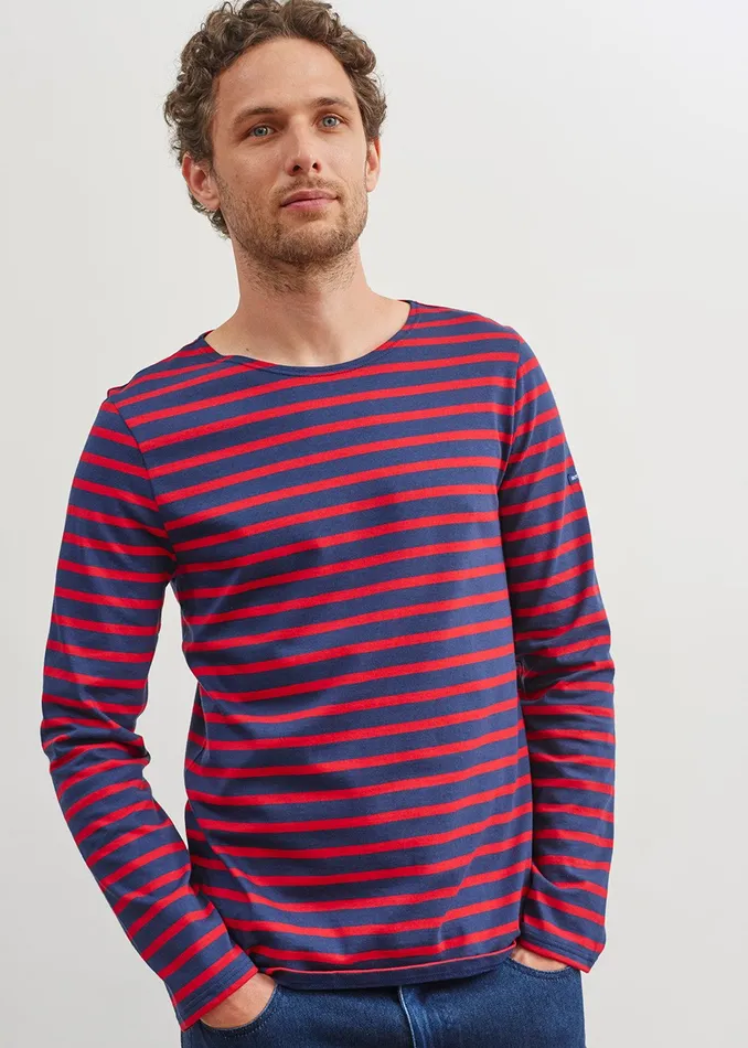 Minquiers Modern Authentic Breton Stripe Shirt Soft Cotton Navyred Women Saint James Breton Striped Shirts