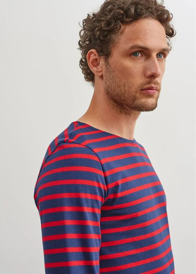 Minquiers Modern Authentic Breton Stripe Shirt Soft Cotton Navyred Women Saint James Breton Striped Shirts