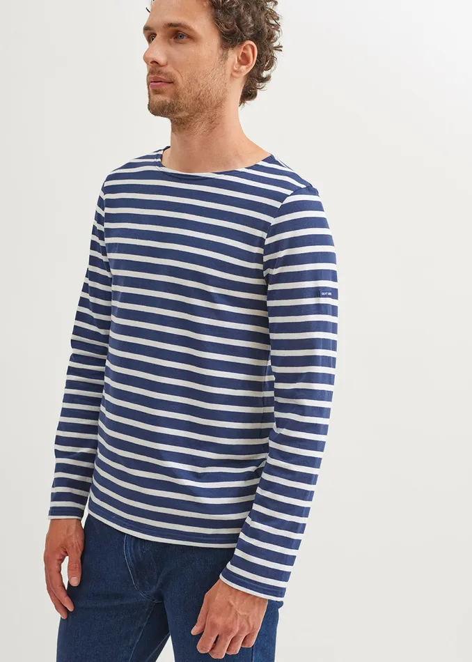 Minquiers Modern Authentic Breton Stripe Shirt Soft Cotton Navywhite Men Saint James Breton Striped Shirts