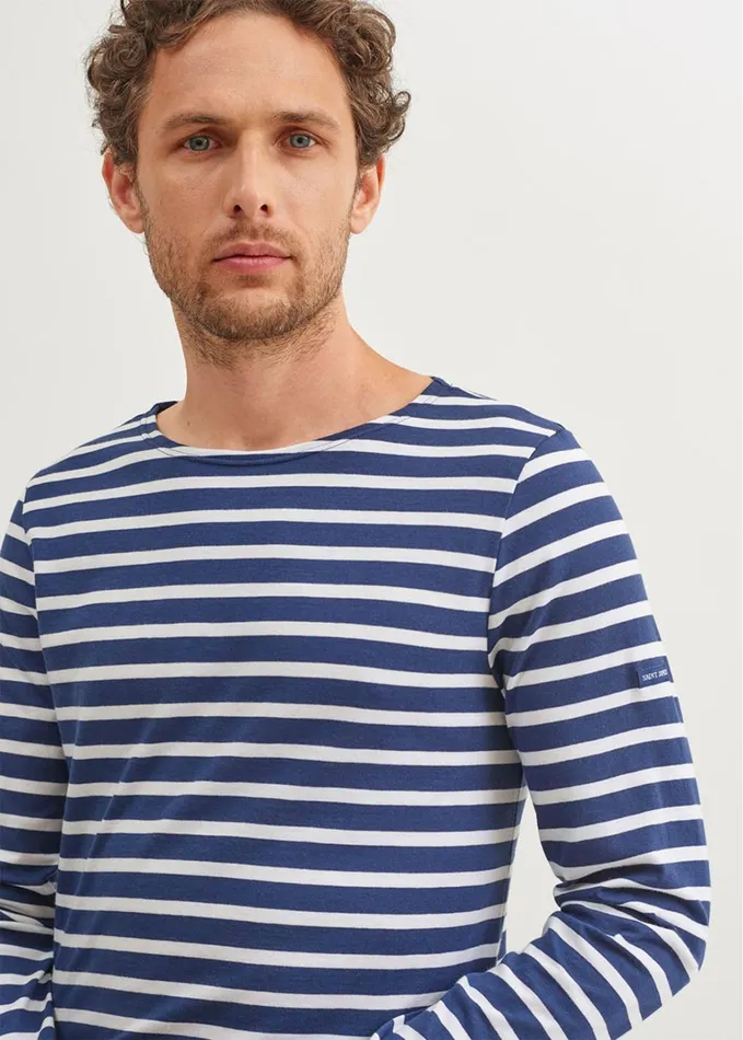 Minquiers Modern Authentic Breton Stripe Shirt Soft Cotton Navywhite Men Saint James Breton Striped Shirts
