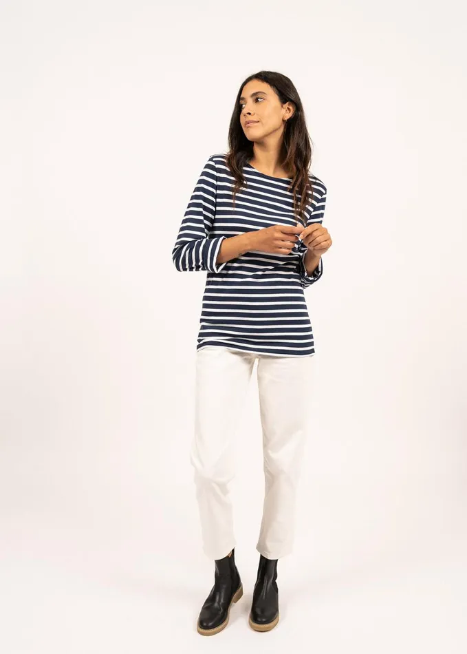 Minquiers Modern Authentic Breton Stripe Shirt Soft Cotton Navywhite Men Saint James Breton Striped Shirts