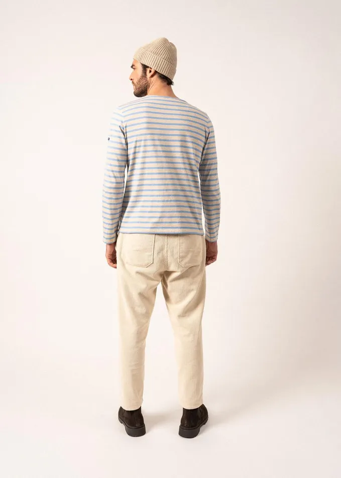 Minquiers Modern Authentic Breton Stripe Shirt Soft Cotton Oatmealoxygenblue Men Saint James Aw24