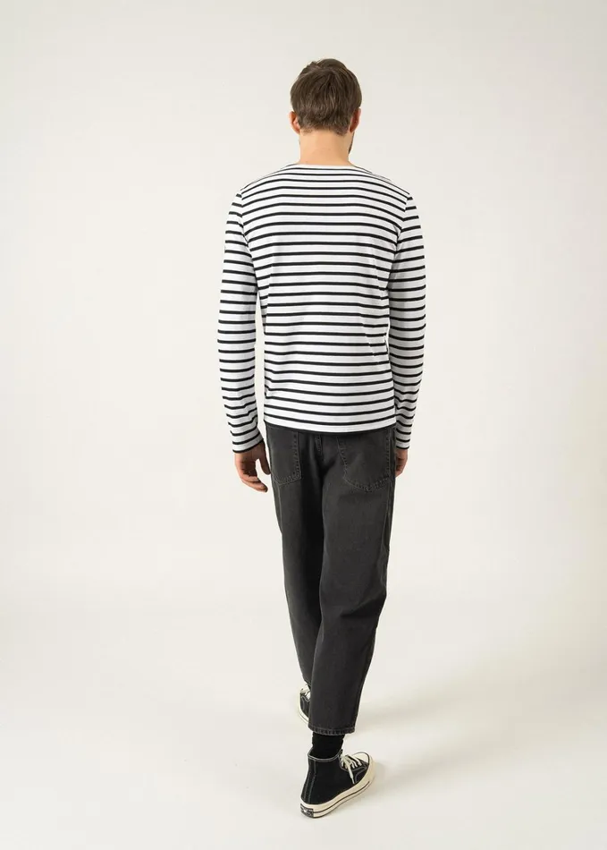 Minquiers Modern Authentic Breton Stripe Shirt Soft Cotton Whiteblack Men Saint James Breton Striped Shirts