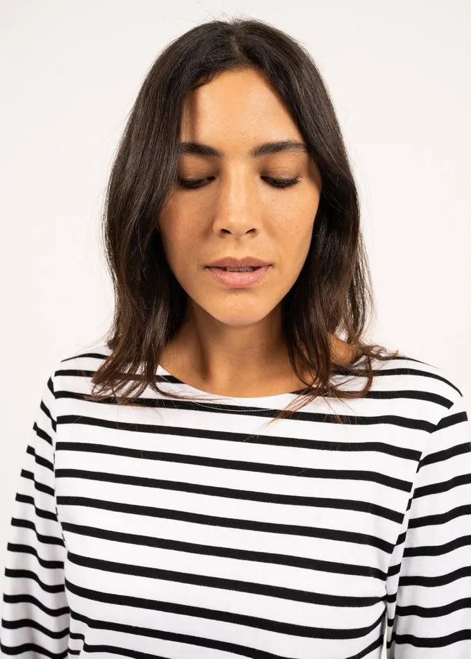 Minquiers Modern Authentic Breton Stripe Shirt Soft Cotton Whiteblack Men Saint James Breton Striped Shirts
