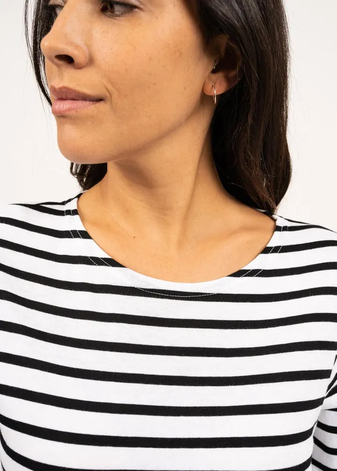 Minquiers Modern Authentic Breton Stripe Shirt Soft Cotton Whiteblack Men Saint James Breton Striped Shirts