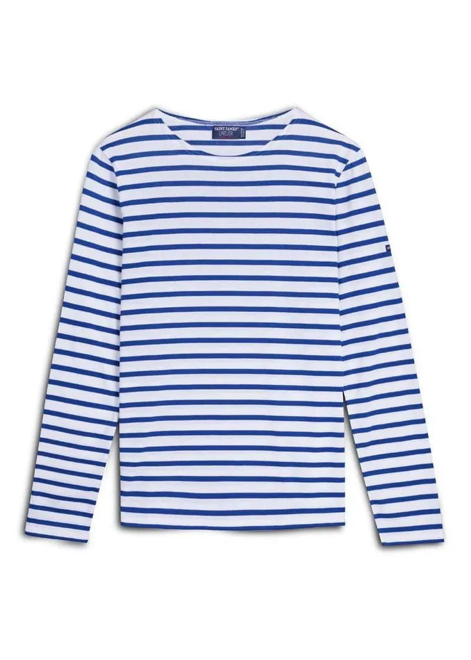 Minquiers Modern Authentic Breton Stripe Shirt Soft Cotton Whiteroyalblue Men Saint James Breton Striped Shirts