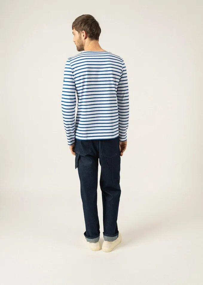 Minquiers Modern Authentic Breton Stripe Shirt Soft Cotton Whiteroyalblue Men Saint James Breton Striped Shirts