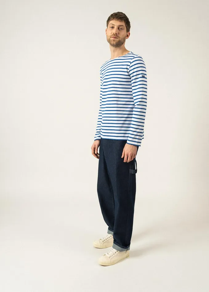 Minquiers Modern Authentic Breton Stripe Shirt Soft Cotton Whiteroyalblue Men Saint James Breton Striped Shirts