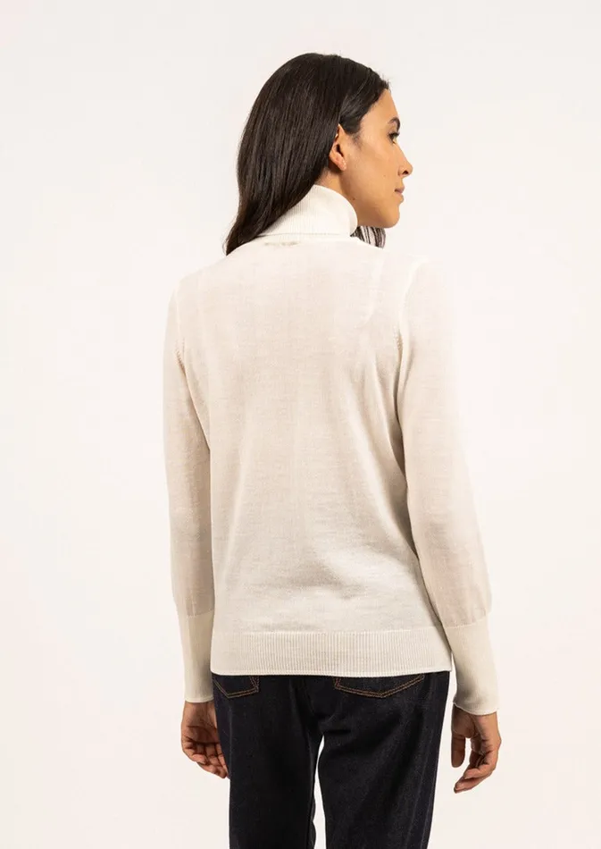 Modene Thin Turtleneck Sweater Wool Jersey Winterwhite Women Saint James Breton Sweaters