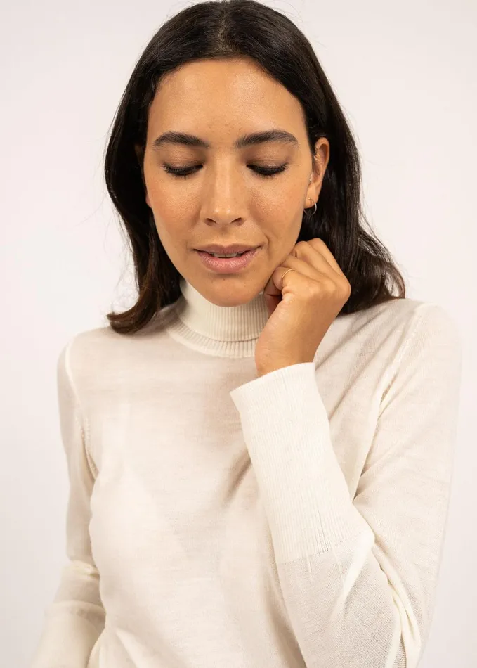 Modene Thin Turtleneck Sweater Wool Jersey Winterwhite Women Saint James Breton Sweaters