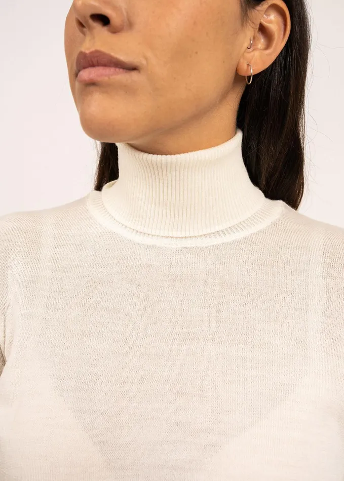 Modene Thin Turtleneck Sweater Wool Jersey Winterwhite Women Saint James Breton Sweaters
