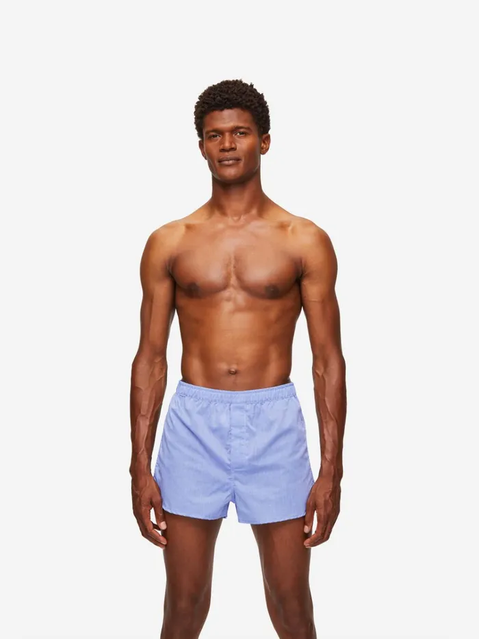 Modern Fit Boxer Shorts Men Derek Rose Modern Fit Boxers Amalfi Cotton Batiste Blue
