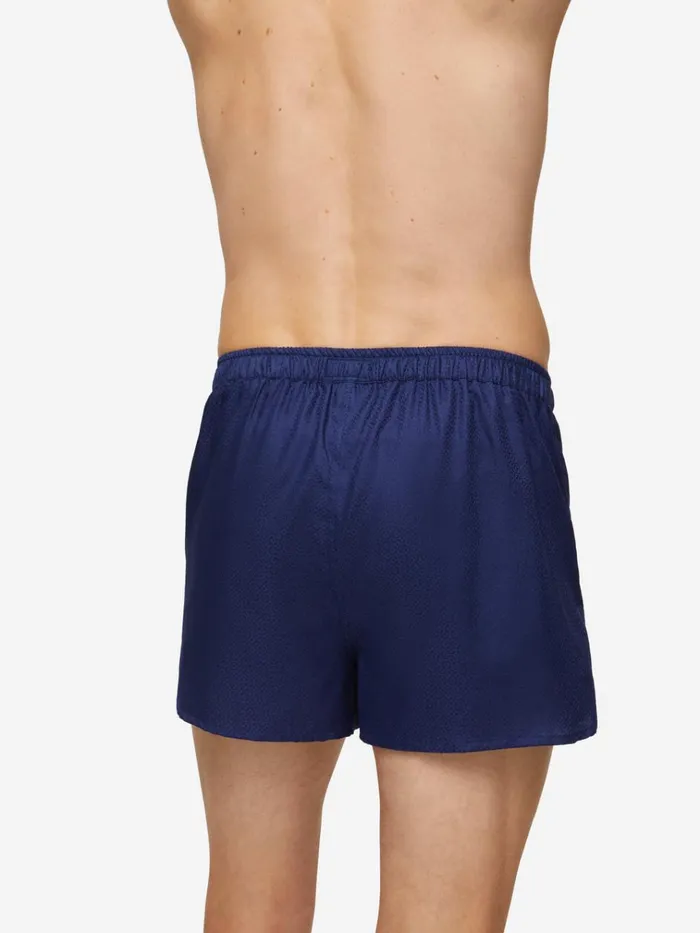 Modern Fit Boxer Shorts Men Derek Rose Modern Fit Boxers Lombard 6 Cotton Jacquard Navy