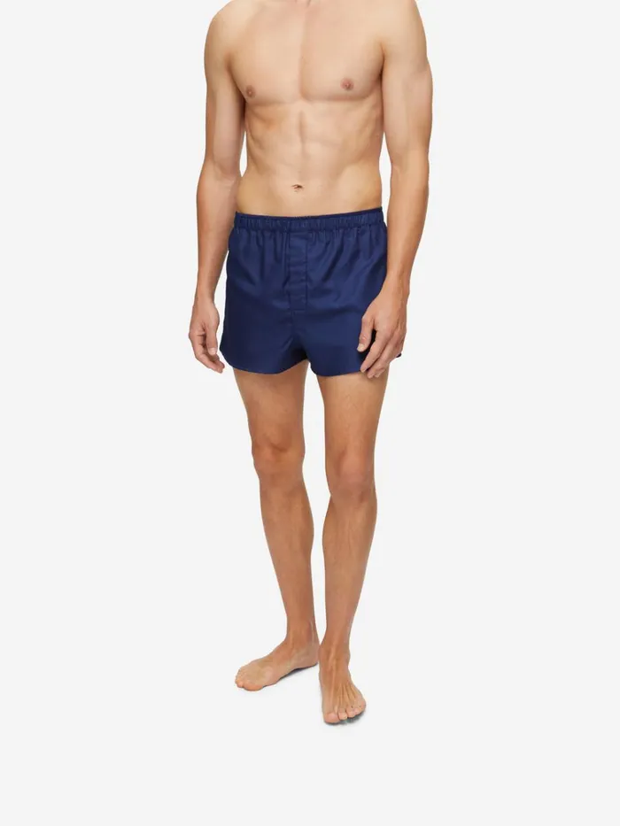 Modern Fit Boxer Shorts Men Derek Rose Modern Fit Boxers Lombard 6 Cotton Jacquard Navy
