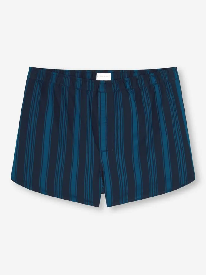 Modern Fit Boxer Shorts Men Derek Rose Modern Fit Boxers Royal 222 Cotton Navy