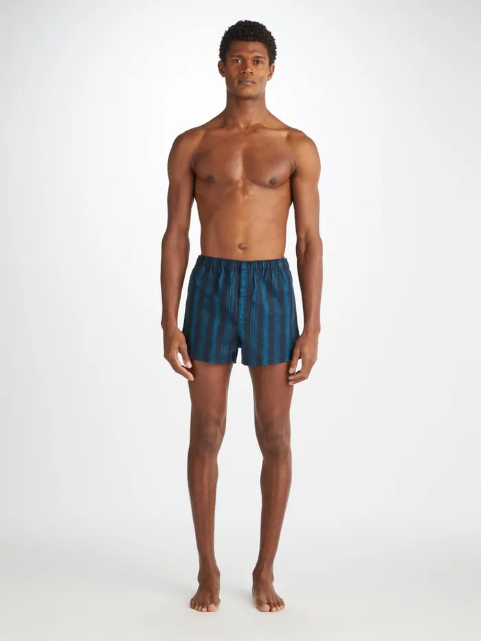 Modern Fit Boxer Shorts Men Derek Rose Modern Fit Boxers Royal 222 Cotton Navy