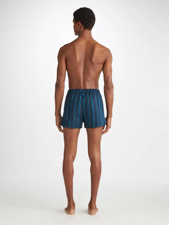 Modern Fit Boxer Shorts Men Derek Rose Modern Fit Boxers Royal 222 Cotton Navy