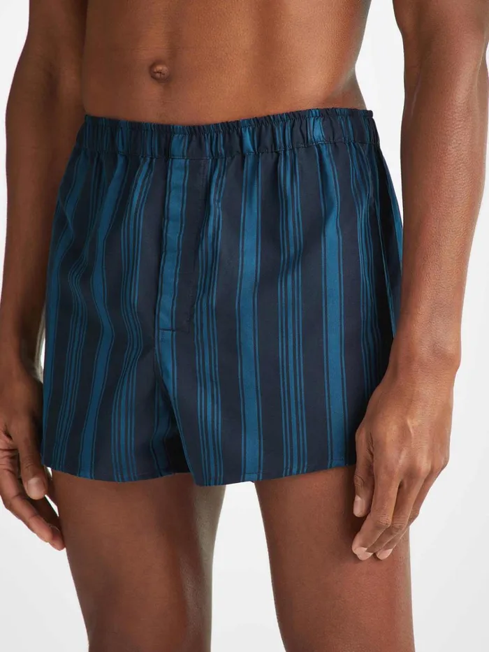 Modern Fit Boxer Shorts Men Derek Rose Modern Fit Boxers Royal 222 Cotton Navy
