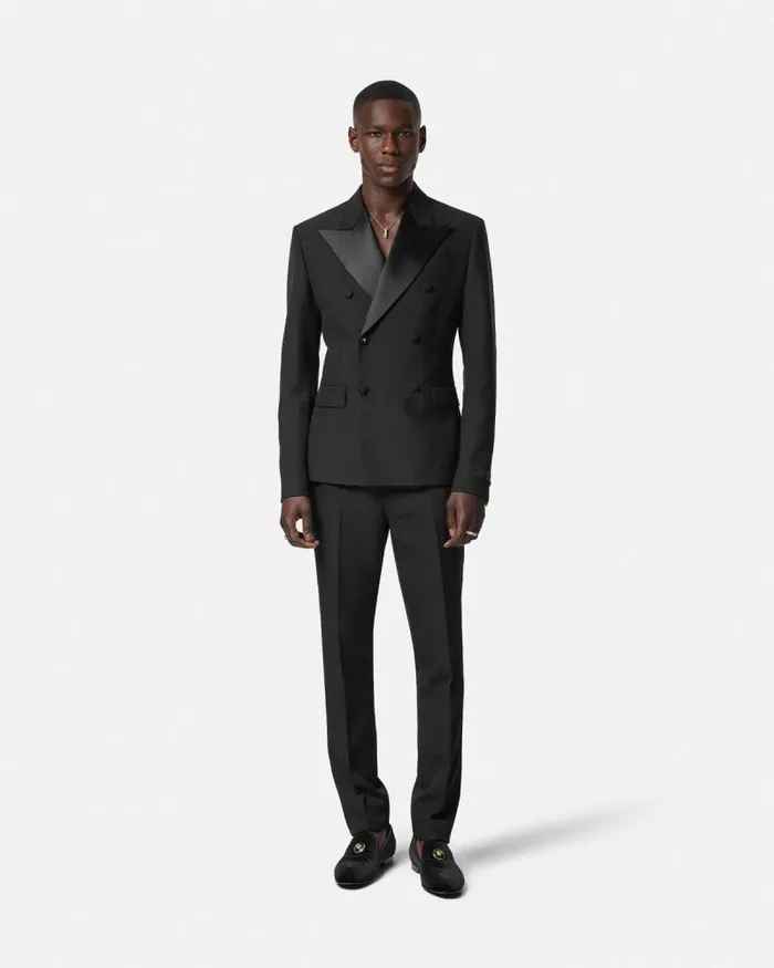 MohairBlend DoubleBreasted Blazer Black Men Versace Blazers and Suits