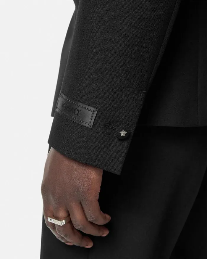 MohairBlend DoubleBreasted Blazer Black Men Versace Blazers and Suits