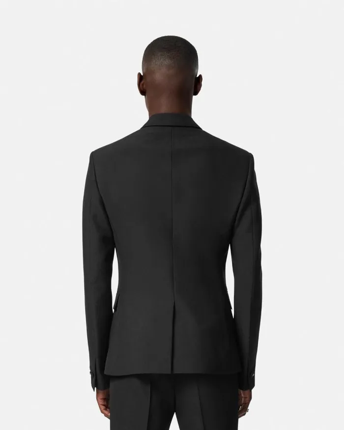 MohairBlend DoubleBreasted Blazer Black Men Versace Blazers and Suits