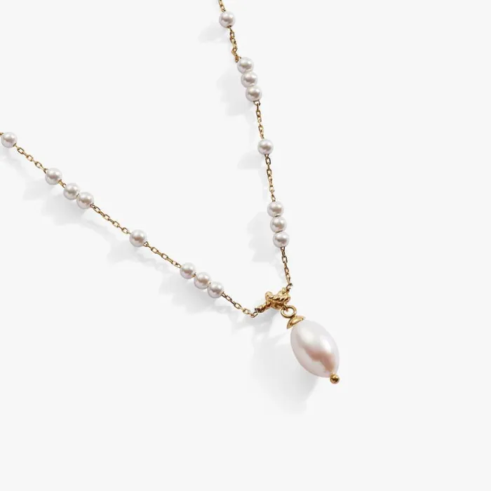 Mother Of Pearl Beaded Necklace Stainless Steel Gold Women Alex And Ani Necklaces
