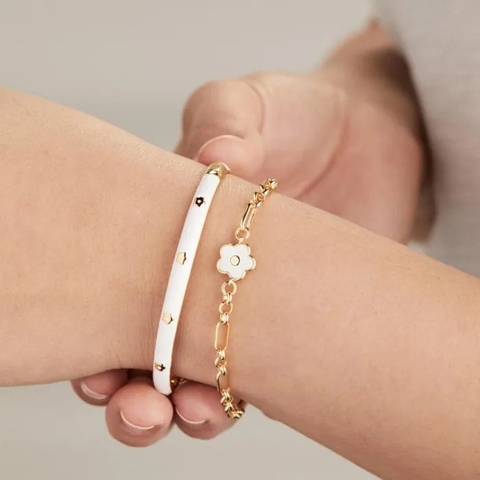 Mother Of Pearl Daisy Charm Chain Bracelet Gold Women Alex And Ani Luck