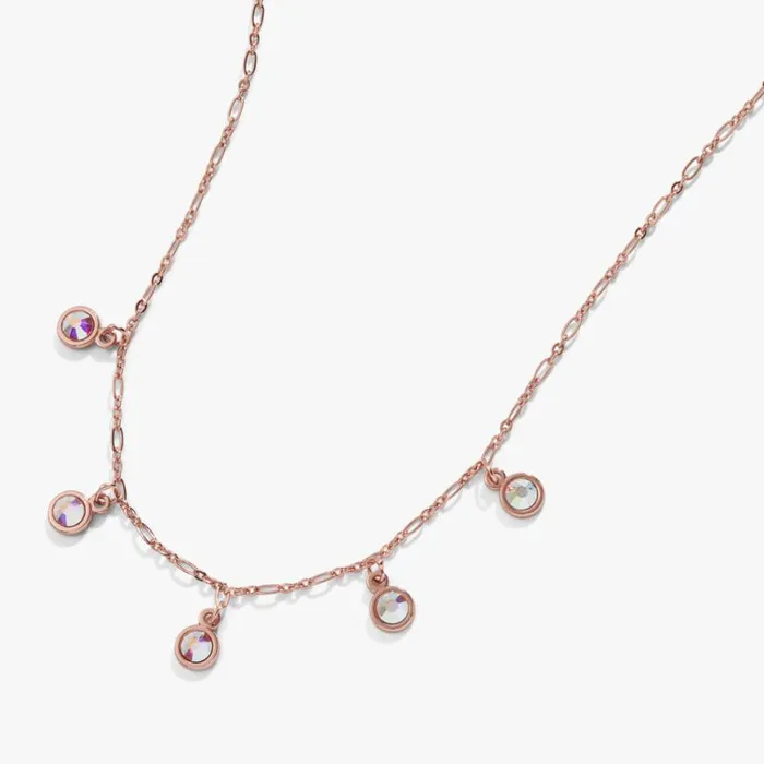 MultiCrystal Necklace Clear Crystal Shiny Rose Gold Women Alex And Ani Love