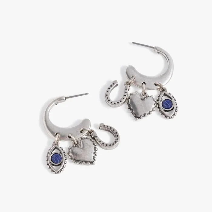 Multicharm Hoop Earrings Antique Silver Women Alex And Ani Earrings