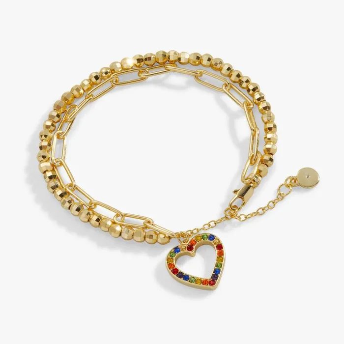 Multicolor Heart Double Layer Adjustable Bracelet Gold Women Alex And Ani Heart