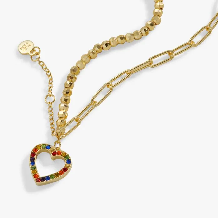 Multicolor Heart Double Layer Adjustable Bracelet Gold Women Alex And Ani Heart