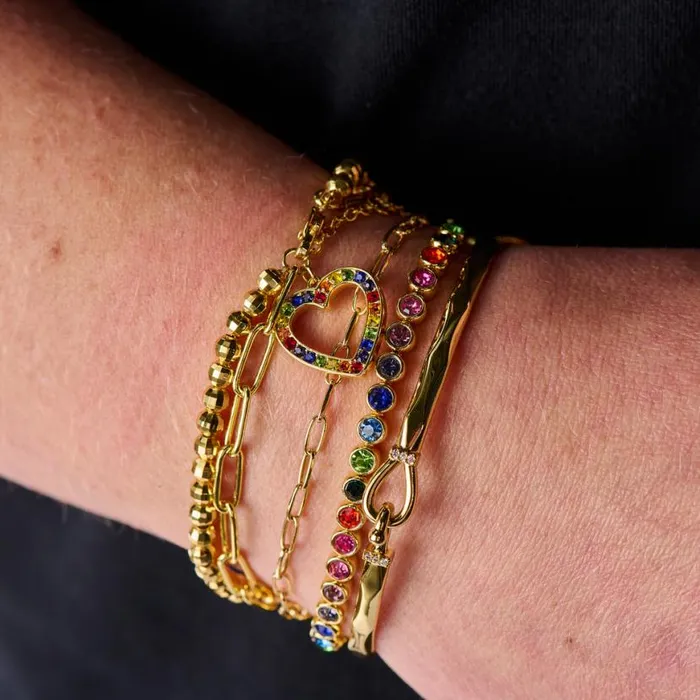 Multicolor Heart Double Layer Adjustable Bracelet Gold Women Alex And Ani Heart