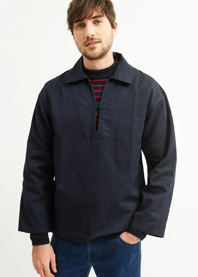 Nemo Ii French Sailor Jacket Cotton Canvas Navy Men Saint James Coats and Raincoats