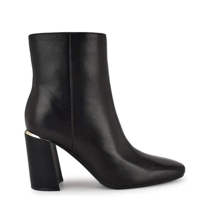Nine West Boots and Booties Women Ailet 92159 Square Toe Booties Black Leather