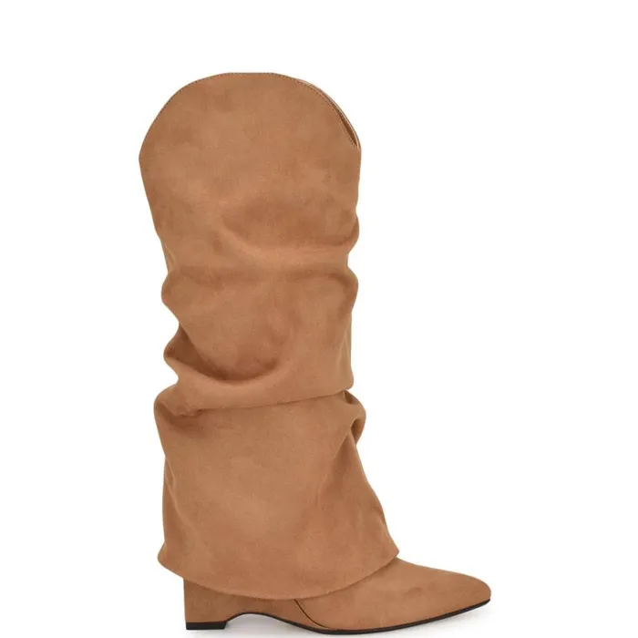 Nine West Boots and Booties Women Amazin Slouch Western Boots Natural
