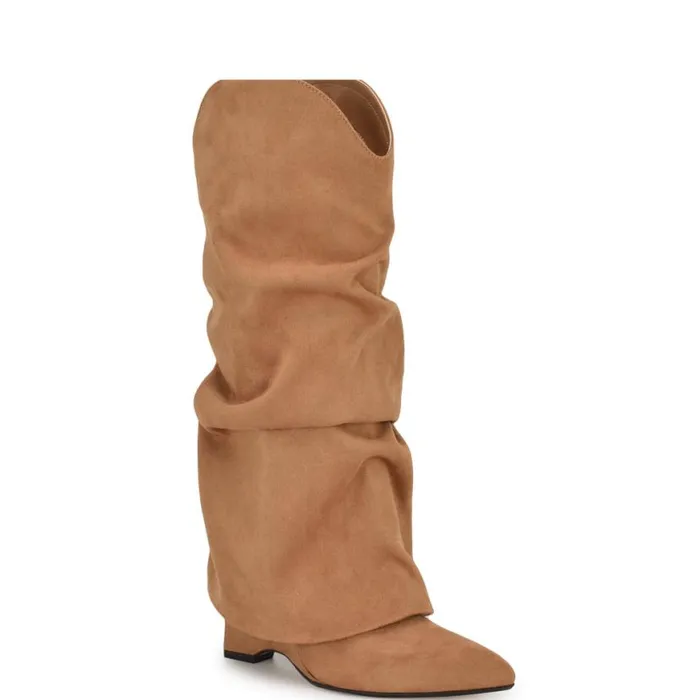 Nine West Boots and Booties Women Amazin Slouch Western Boots Natural Nine West Boots and Booties Women Amazin Slouch Western Boots Natural