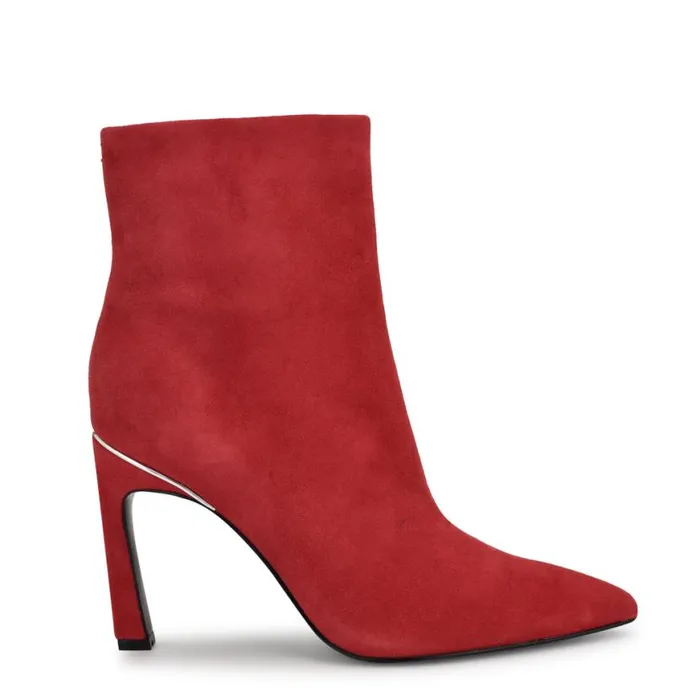 Nine West Boots and Booties Women Baey Dress Ankle Booties Red Suede