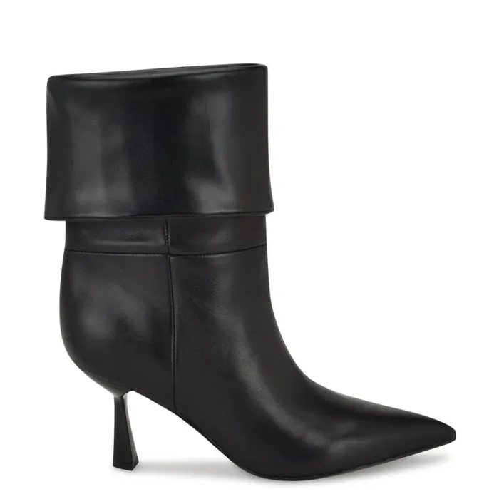Nine West Boots and Booties Women Bayli Cuffed Dress Booties Black Leather