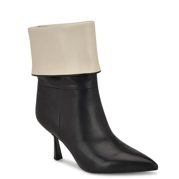 Nine West Boots and Booties Women Bayli Cuffed Dress Booties Blackwhite Leather Nine West Boots and Booties Women Bayli Cuffed Dress Booties Blackwhite Leather
